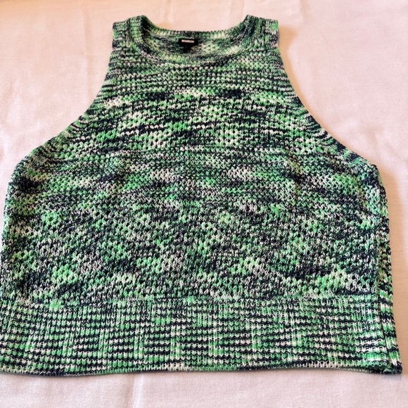 Monrow XS Space Dye Crochet Racer Back Sweater Tank Top ~ Cropped Y2K 90’s - Picture 2 of 8